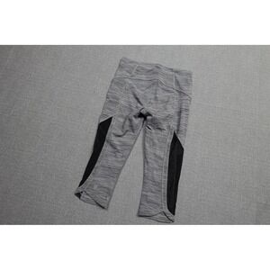 Lululemon Capri Leggings Womens 6 Gray Black Mesh Panels Zip Pocket Running